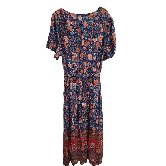 NWT Bloomchic Plus Sz 22-24 Bandana V-neck Pocket Belted Flutter Hem Maxi Boho - Picture 5 of 13